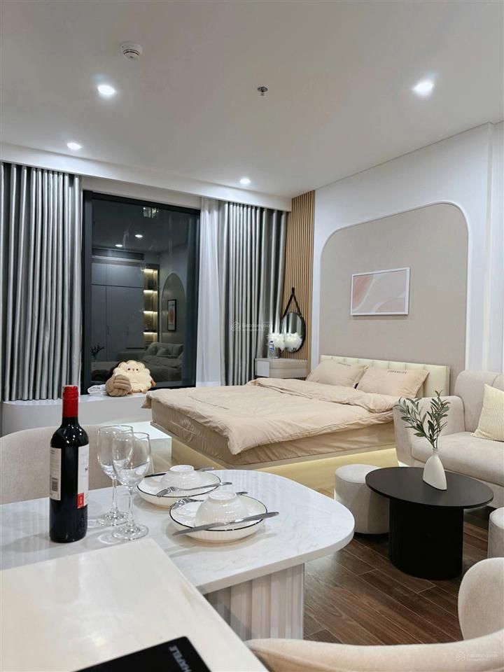 Cho thuê gấp căn hộ studio masteri smart city nội thất cao cấp, view hồ 8 triệu, có lốt gửi xe.