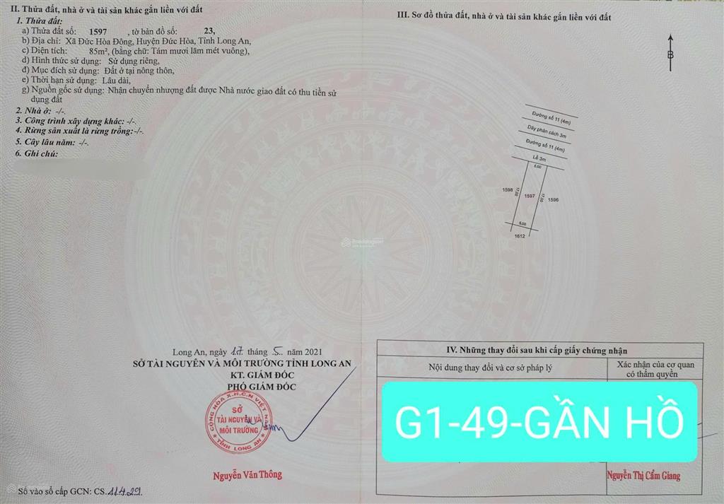 Bán đất làng sen việt nam lô g1 gần hồ diện tích 85m2 sổ hồng riêng giá 1.3 tỷ