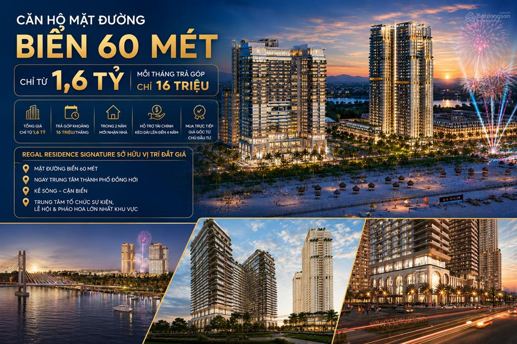 Căn hộ mặt đường biển 60 mét chỉ từ 1,6 tỷ mỗi tháng trả góp chỉ 16 triệu