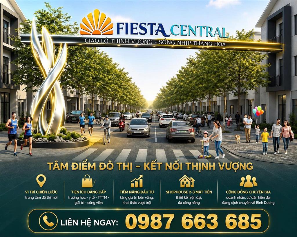 HƠN 4 TỶ  SỞ HỮU SHOPHOUSE FIESTA CENTRAL  NGAY TP. HỒ CHÍ MINH