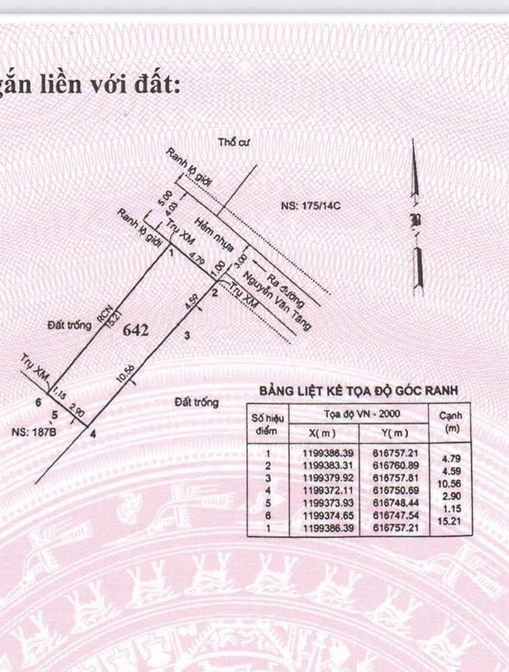 3.65 tỷ . nên đất 67m2 full thổ hẻm 4m xe hơi ngay nguyễn văn tăng