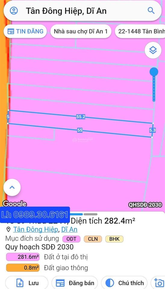 Bán đất 282m2 giá 4,1 tỷ tại đt 743b, gần bên kcn darpak , dĩ an, bình dương  hàng hiếm