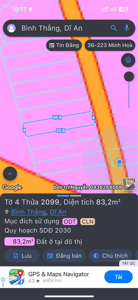 Chính chủ bán
đất 83,2m2, tại bình an, dĩ an, bình dương gần kdl thuỷ châu đường xe hơi quay đầu