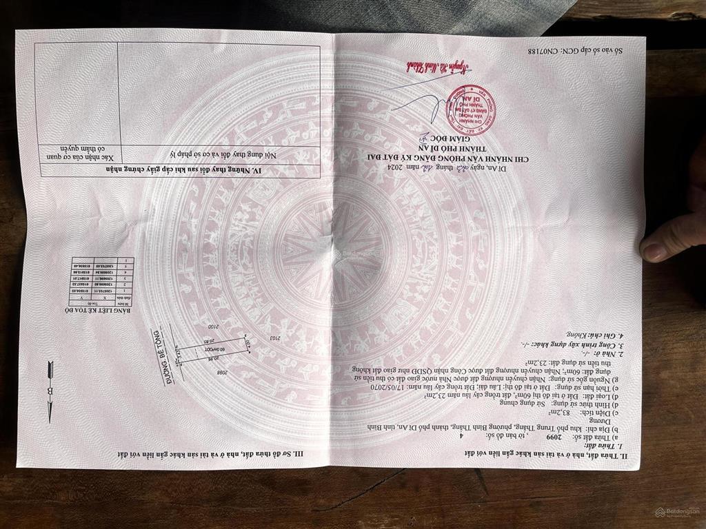 Chính chủ bán
đất 83,2m2, tại bình an, dĩ an, bình dương gần kdl thuỷ châu đường xe hơi quay đầu