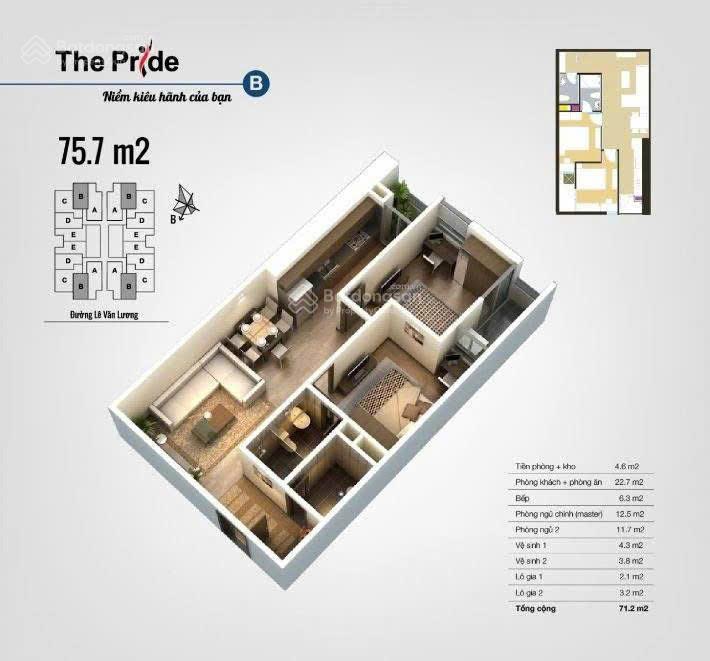 Cho thuê gấp căn hộ 2pn, 2wc, 73m2 tại the pride, 10 triệu vnd