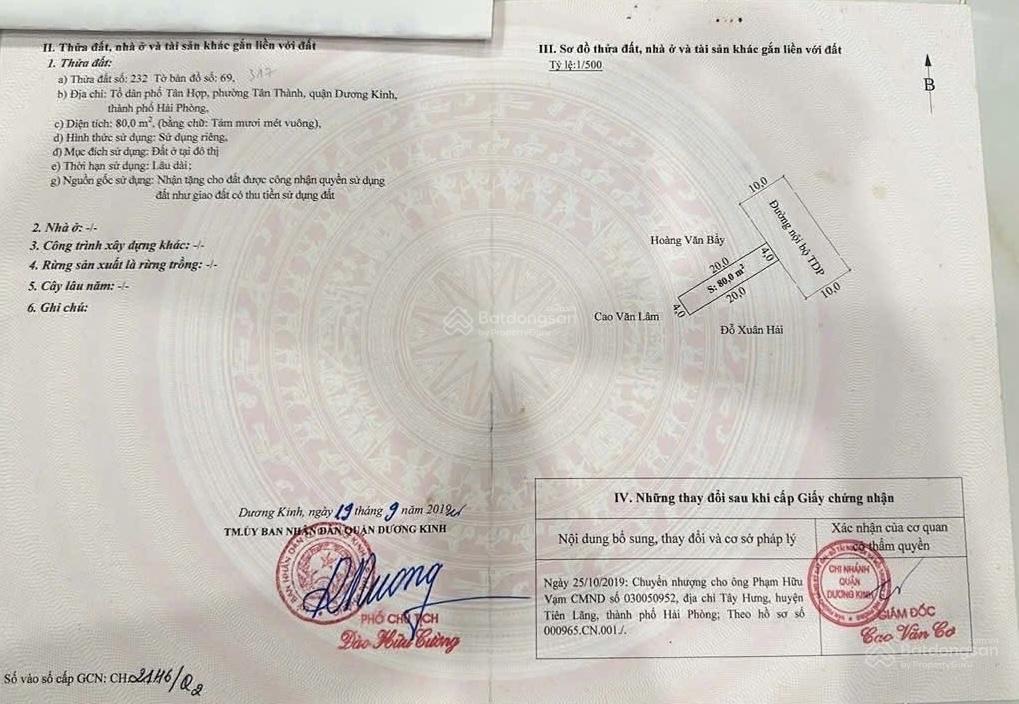 Chính chủ gửi bán lô đất tại đường tân thành