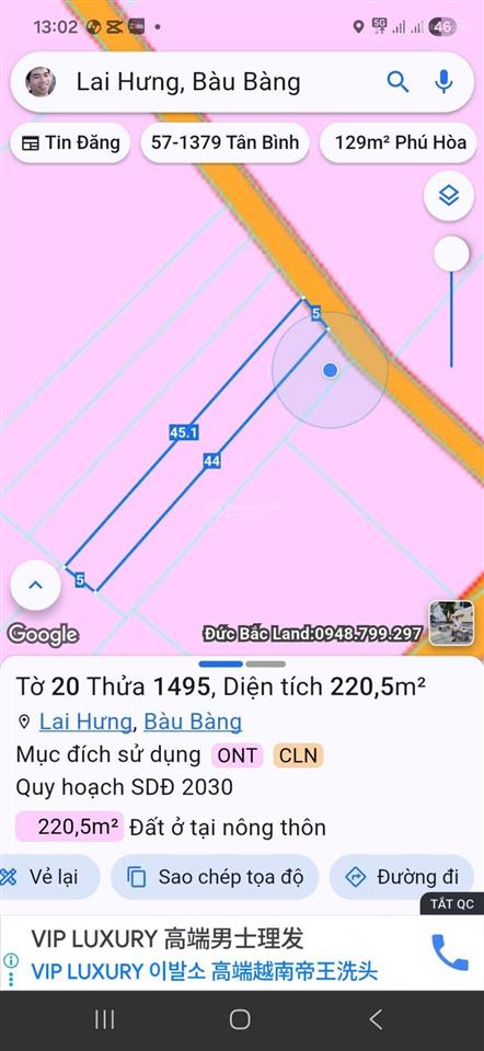 Đất kcn bàu bàng 220m2/ 890tr. gần ql13, đường mỹ phước tân vạn
