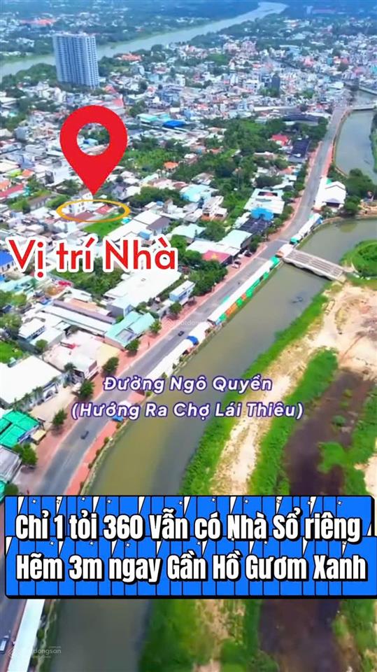 Bán nhà sổ riêng 1ty360 lái thiêu hẻm 3m có gác 2pn