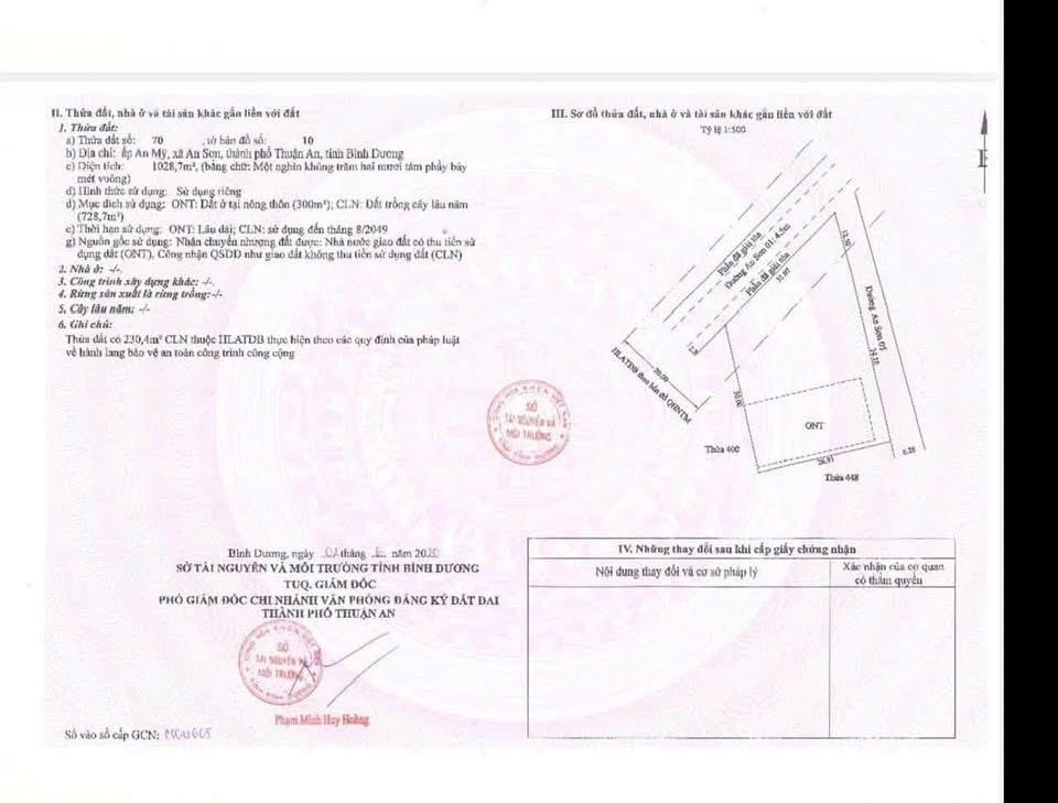 Bán 1000m2 đất vườn đường nhựa giá 12 tỷ gấp ngay an sơn 1, phường thuận an