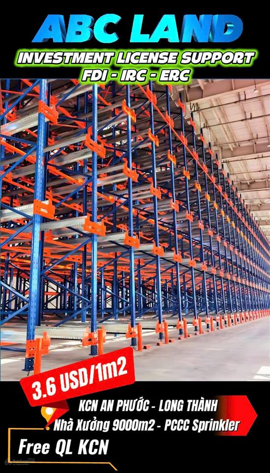 Cho thuê xưởng 8000m2 trong kcn an phước long thành giá tốt chỉ 750 triệu quá rẻ