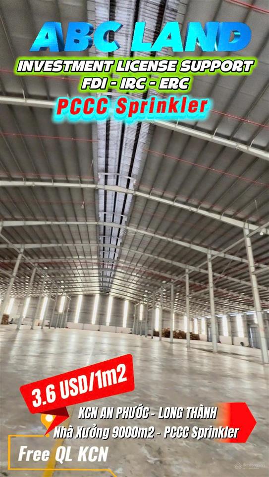 Cho thuê xưởng 8000m2 trong kcn an phước long thành giá tốt chỉ 750 triệu quá rẻ