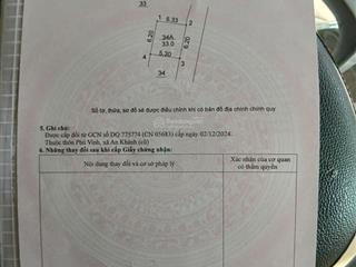 Bán đất phú vinh an khánh ngõ thông ô tô 7 chỗ vào đất, 33m2 giá 5,x tỷ