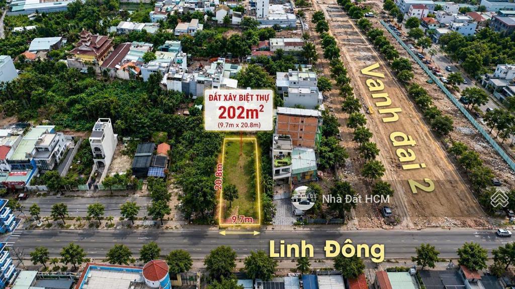 Bán đất mặt tiền đường linh đông  ngang 9.4m (công nhận đủ 201,4m² không lộ giới). nở hậu nhẹ