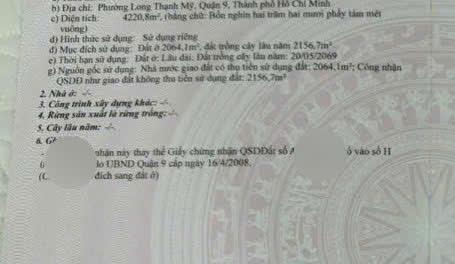 Bán đất phước thiện quận 9, ngay vin, 4200m2 thổ 2065m2. chỉ 75 tỷ, xây cao tầng