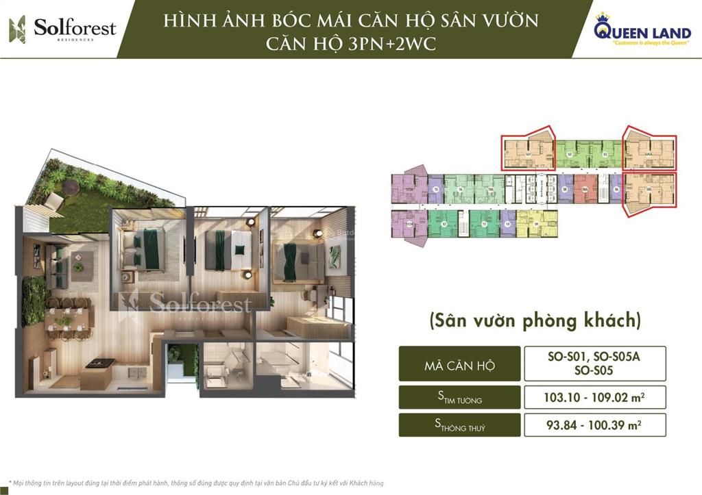 Cho thuê 3pn  sol forest ecopark 100m2, căn góc  sân vườn 10m  view đảo  bếp rèm