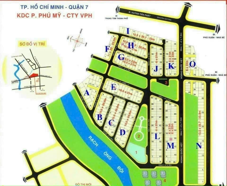 Bán đất biệt thự song lập kdc phú mỹ  vạn phát hưng, quận 7 giá 150 triệu/m2