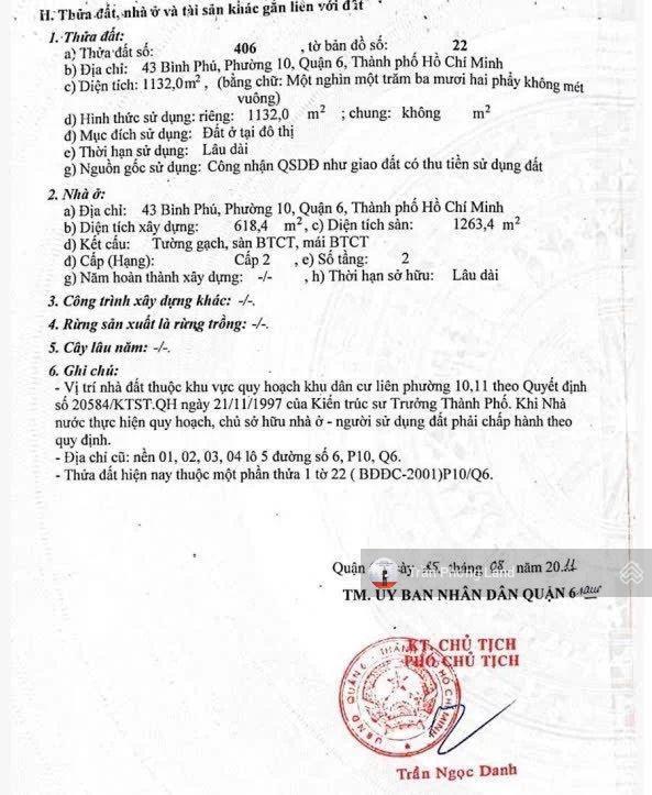 Chính chủ gửi bán nhà 3 mặt tiền 43 bình phú, đường số 28  đường số 30, q6, 1132m2, 0938 140 ***