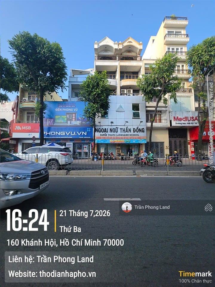 Chính chủ cho thuê nhà mặt tiền 158160 khánh hội, p6, q4, 8x18m, trệt lửng 4 lầu, 0908 140 ***