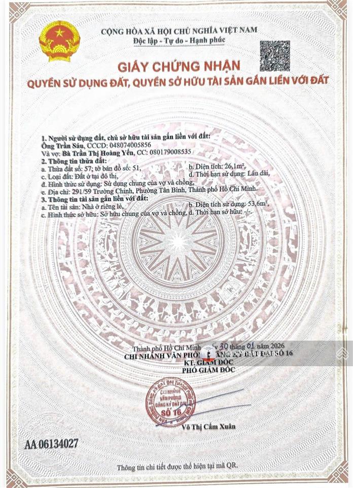 Chính chủ gửi bán nhà hẻm xe hơi 291/59 trường chinh, p14, q. tân bình, 3.35x9.1m, 0938 140 ***