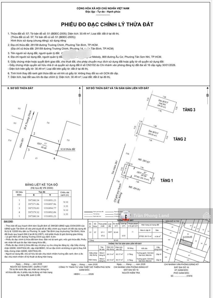 Chính chủ gửi bán nhà hẻm xe hơi 291/59 trường chinh, p14, q. tân bình, 3.35x9.1m, 0938 140 ***