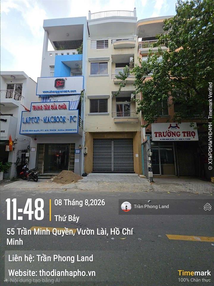 Chính chủ gửi cho thuê nhà mặt tiền 52 trần minh quyền, p11, q10, 4.5x15m, trệt 3 lầu, 0908 140 ***