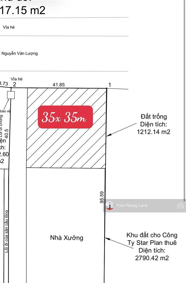 Chính chủ cho thuê đất mặt tiền 70 nguyễn văn lượng, p10, q. gò vấp, 35x35m, 1212.14m2, 0908 140 ***