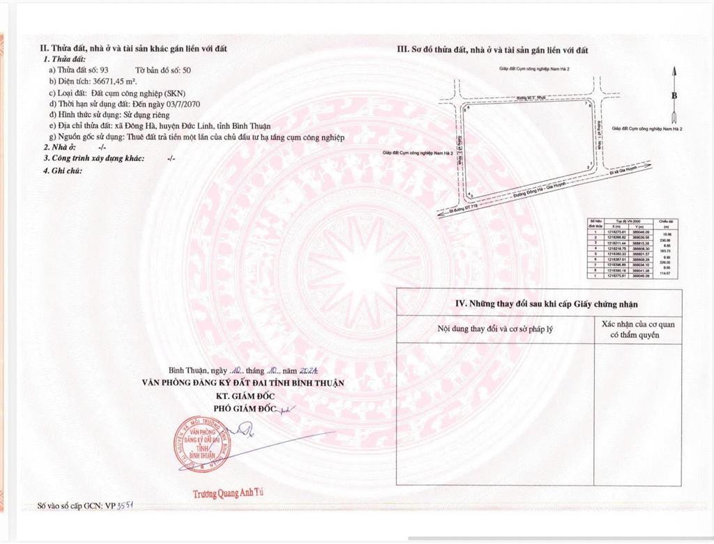 Bán đất ccn xã đông hà huyện đức linh bình thuận 36.667m2 skn