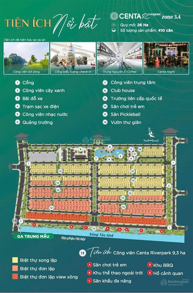 Mở bán centa riverside quỹ căn biệt thự cuối cùng giáp hà nội cách hồ gươm 15km. giá chỉ từ 75tr/m2