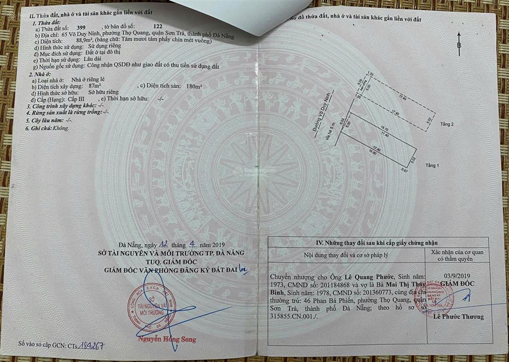Bán nhà riêng tại võ duy ninh, sơn trà, 11,5 tỷ, giá cực chất, đang doanh thu 60tr/th, 350m ra biển