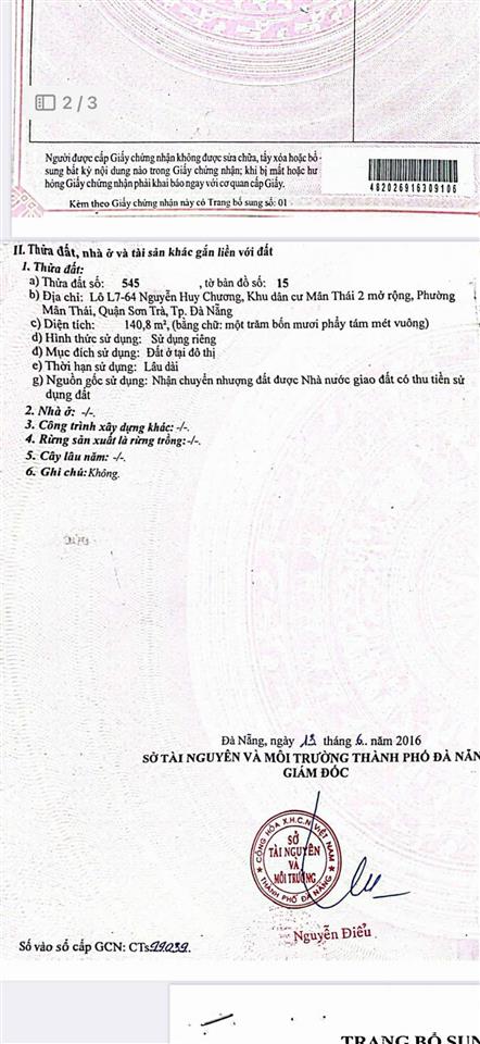 Bán đất lô góc tại nguyễn huy chương, quận sơn trà, 28 tỷ, 140m2, cách biển du lịch đúng 120m