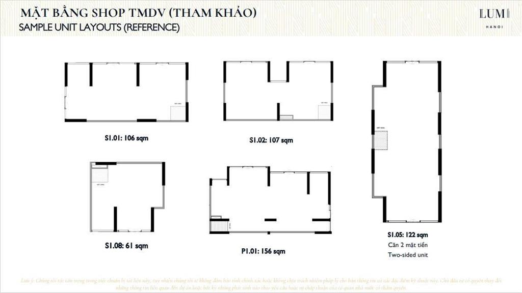 Nổi bật cho thuê shophouse chân đế dự án lumi hà nội diện tích từ 62m2