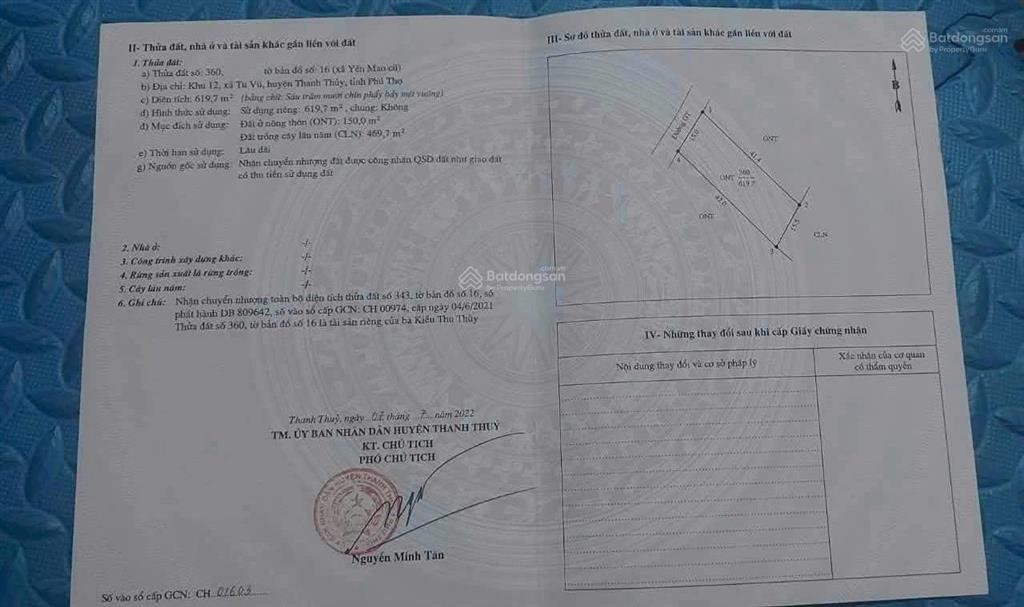 Giá nào cũng bán dt 619m2,gần vườn vua risort tại thanh thủy, phú thọ  0979 534 ***