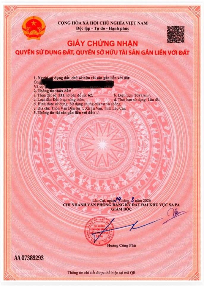 Tuyệt phẩm tả van  2087.9m thổ cư  tầm nhìn hoàng hôn triệu đô