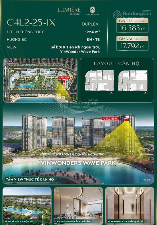 Duplex  lumiere springbay  công viên nước  giới hạn dành riêng cho giới tinh hoa  82 triệu/m2