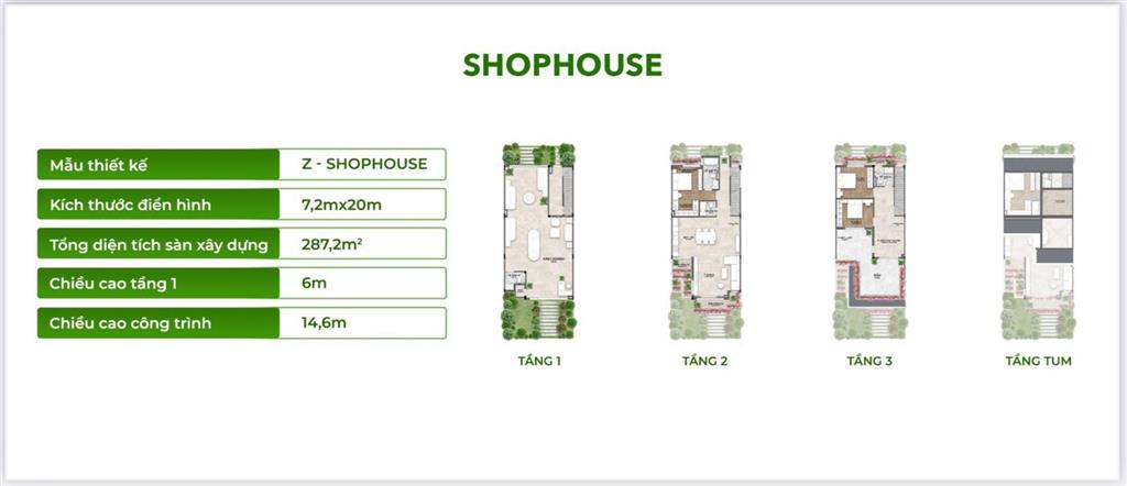 Shophouse đại lộ công viên | mặt tiền 7,2x20. giá 15,9 tỷ 3 tầng 4pn 2 view công viên hồ thiên nga