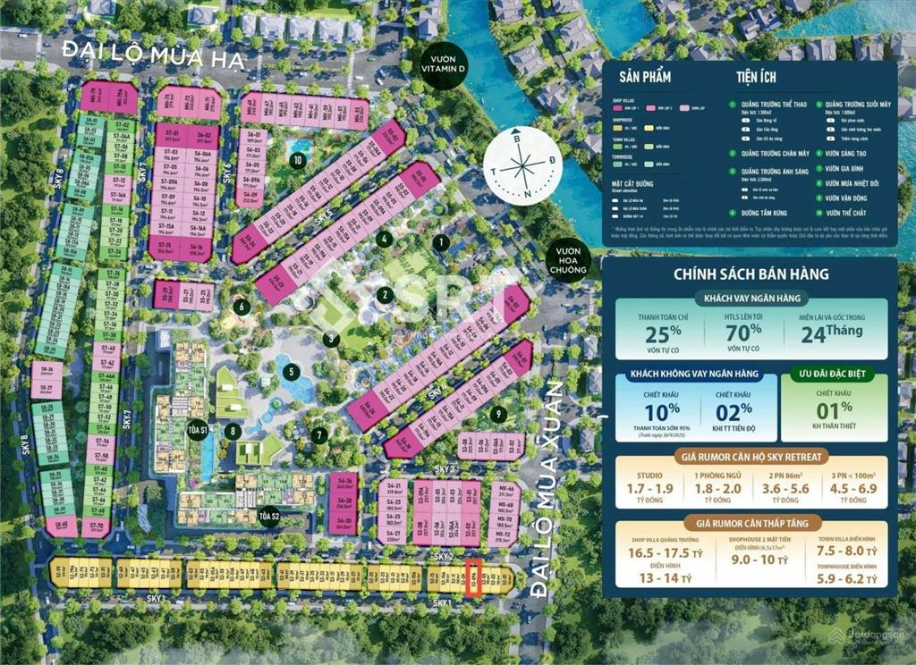 Duy nhất căn shophouse 2 mặt tiền đường ngay gần căn hộ sky retreat, dt 109m2 giá 8,7 tỷ k chênh