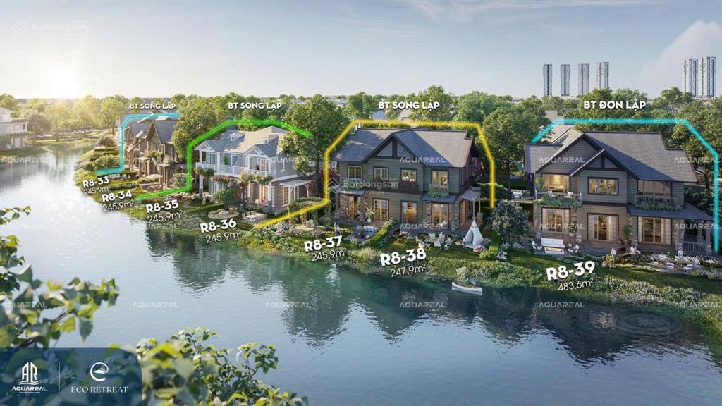 Villa đảo đơn lậpview vườn thư giãn. căn mặt sông view thoáng dt 418m2 18x20 giá 41,2 tỷ tt tự do