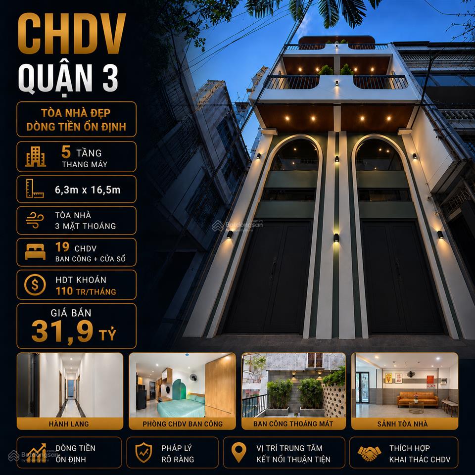 Siêu phẩm dòng tiền nguyễn thiện thuật q3ngang hiếm có 6,5m(5 tầng, tm)hdt 100tr/thgiá 32 tỷ