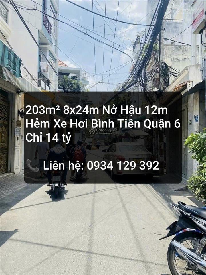 Cơ hội đầu tư! đất 203m 8x24m nở hậu 12m hẻm xe hơi bình tiên quận 6| chỉ 14 tỷ