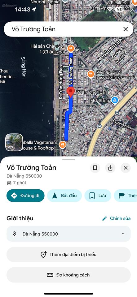 Đất đường võ trường toản  sát sông hàn  giá tốt