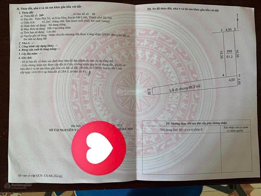 Nhỉnh 2 tỷ sở hữu ngay lô đất vuông vắn tại phù trì quang minh, tiềm năng cao