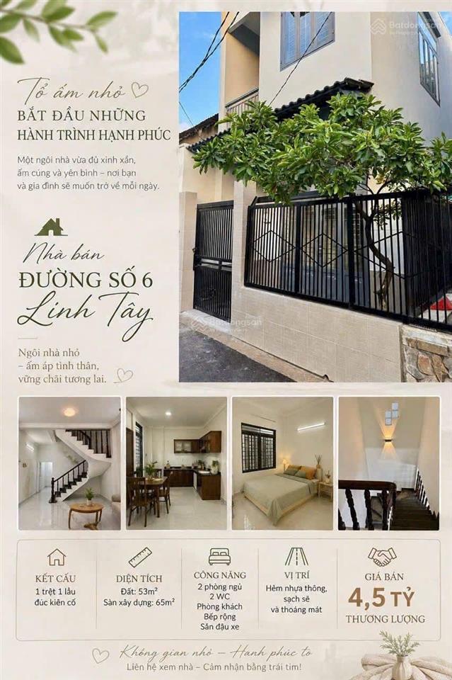 4,5 tỷ tl  nhà 2 tầng, đẹp, mới  linh tây thủ đức