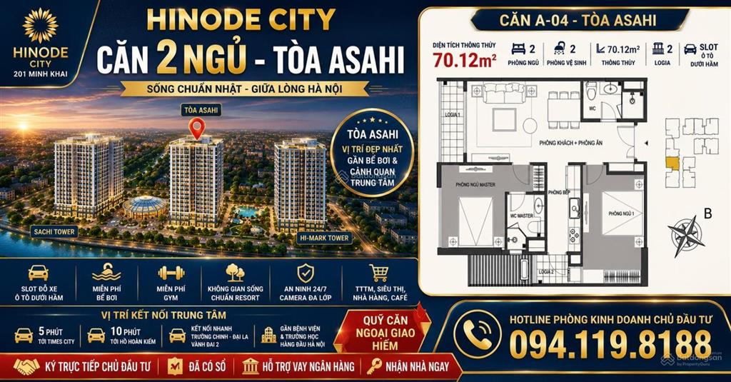 Mua căn hộ trực tiếp ký hợp đồng với chủ đầu tư  nhận nhà ở ngay  sổ đỏ cầm tay  hinode city