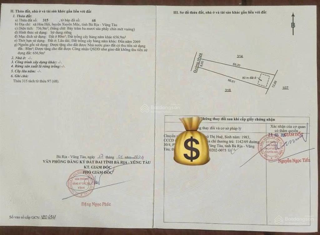 Bán gấp đất ở hòa hội, xuyên mộc, bà rịa vũng tàu, 4,8 tỷ, 737m2