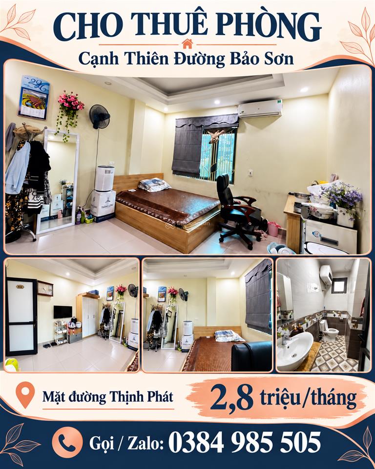 Phòng 2,8tr view thiên đường bảo sơn, gần cổng chào an khánh