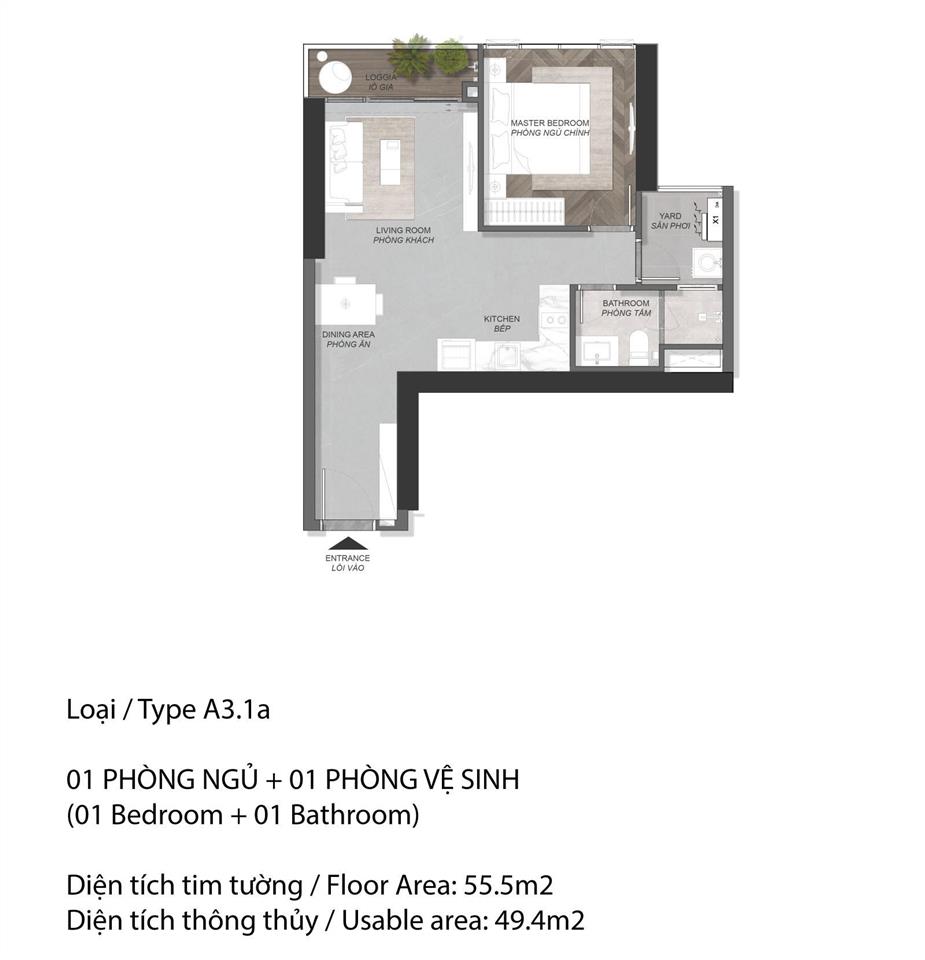 Eaton park  bán căn 1pn cho gia đình trẻ, hướng tn, giá thanh toán 7.35 tỷ