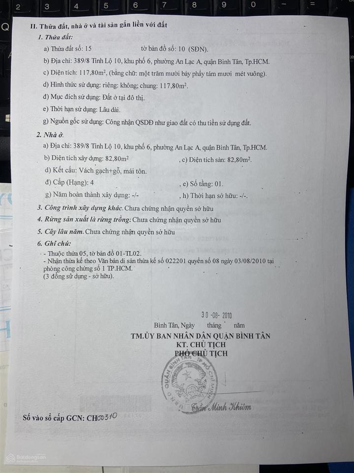 Bán nhà hẻm xe hơi tránh nhau, tỉnh lộ 10, an lac, bình tân. 1 lầu dt118m2, mt 5,2 m, giá 16 tỷ