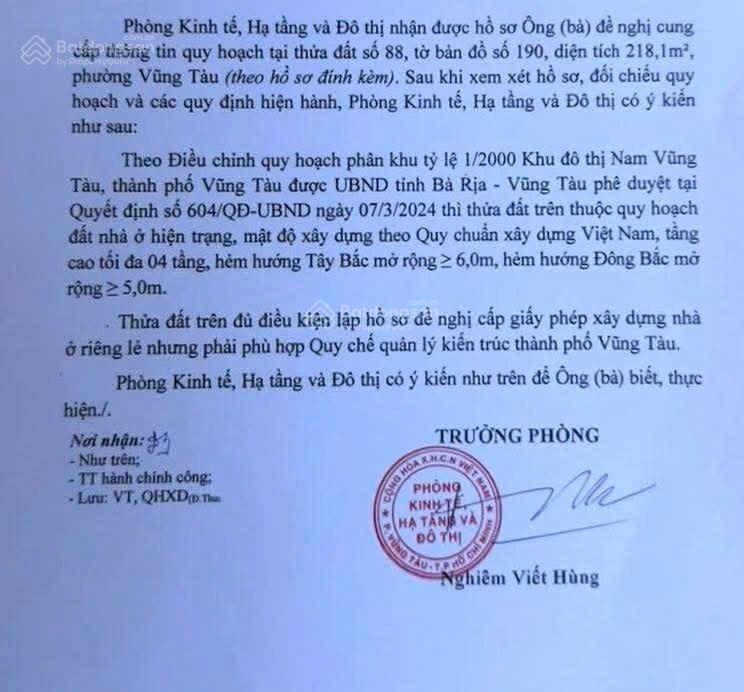 Bán 7.6 tỷ lô đất hẻm 6m đường ba cu p vũng tàu tp hcm. giá 7.6 tỷ[ccdv.166]
