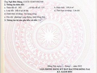 Bán đất biên hòa, 1,8 tỷ, 100m2, sổ hồng sẵn
