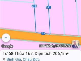 Cần bán lô đất gần cty cao phát. dt 207,6m2 có sẵn 82m thổ cư mặt tiền 7,5m . giá 950tr.